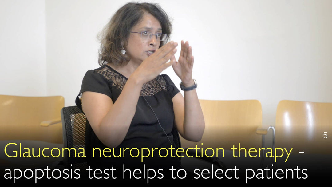 Terapia neuroprotetora para glaucoma. O teste de apoptose auxilia na seleção de pacientes para o tratamento.