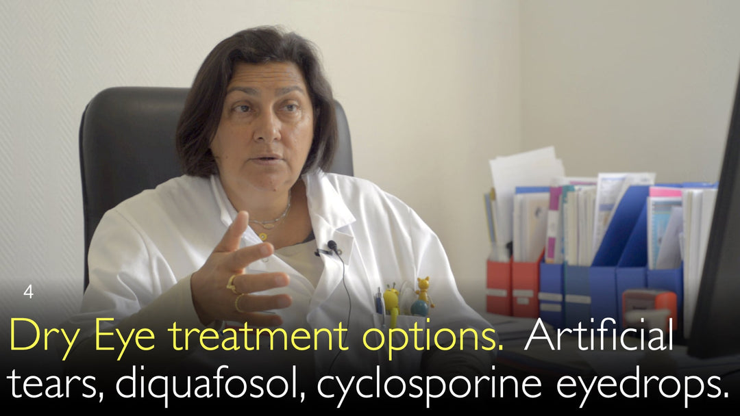 Dry Eye treatment options.  Artificial tears, diquafosol, cyclosporine eyedrops. 4